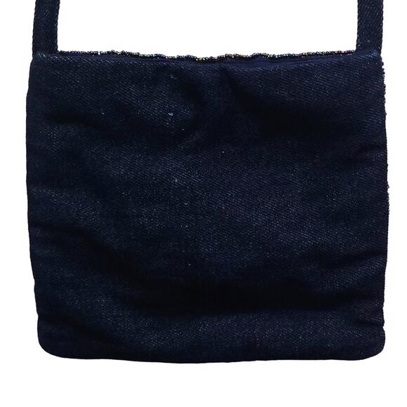 Beaded Denim Small Women's Cross-Body Boho-Style Bag - Picture 3 of 8